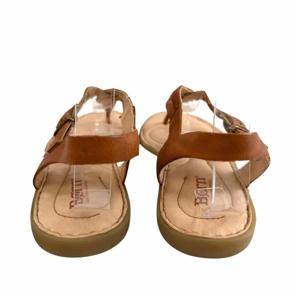 Born Lake Braided Leather Thong Strap Flat Sandals in Cognac Size 8M - Picture 6 of 16